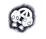 Artwork --- An Anarchist's Best Defense Against Teargas is a Gasmask (Anarchy and Anarchism Directory | Description : This image came from http://www.RadicalGraphics.or... | Tags : Gas Mask, Circled A, A, Anarchy, Anarchism, Gas, M...) ::: By Radical Graphics (About: All material posted here originally appeared at ht... | Ideals: Anarchy, Animal Liberation, Anti-America, Anti-Bio...)