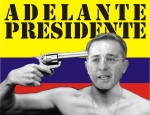 Artwork --- Adelante Presidente (Anti-Imperialism and Anti-Colonialism Directory | Description : This image came from http://www.RadicalGraphics.or... | Tags : President, Pistol, Suicide, Glasses.) ::: By Radical Graphics (About: All material posted here originally appeared at ht... | Ideals: Anarchy, Animal Liberation, Anti-America, Anti-Bio...)