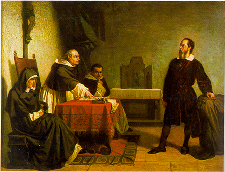 Painting of Galileo Galilei Facing the Inquisition by Cristiano Banti, 1857